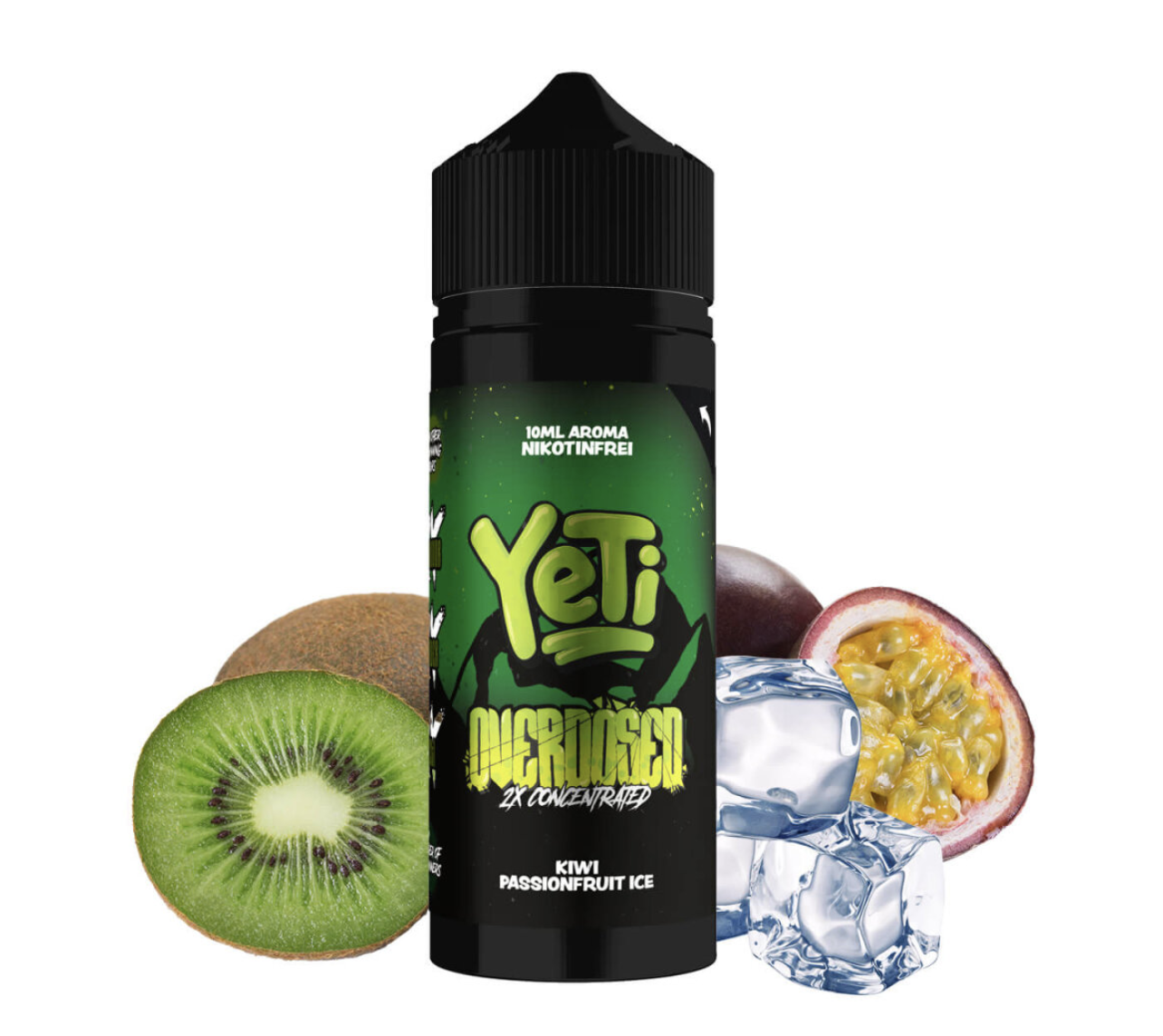 Yeti Overdosed | Kiwi Passionfruit Ice | Longfill Aroma 10ml in 120ml Flasche